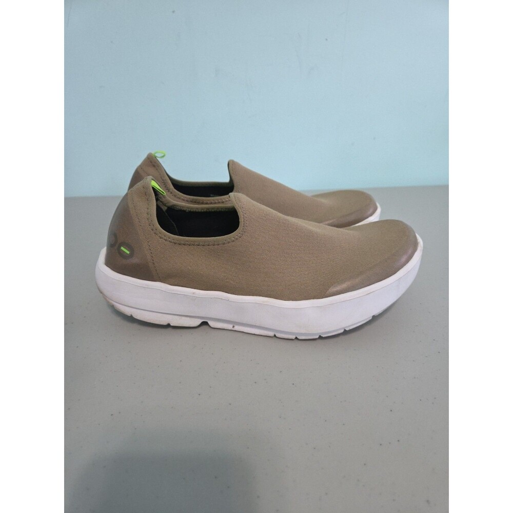 Oofos Oomg Eezee Low Top Taupe Canvas Slip On Recovery Shoes Women's 10